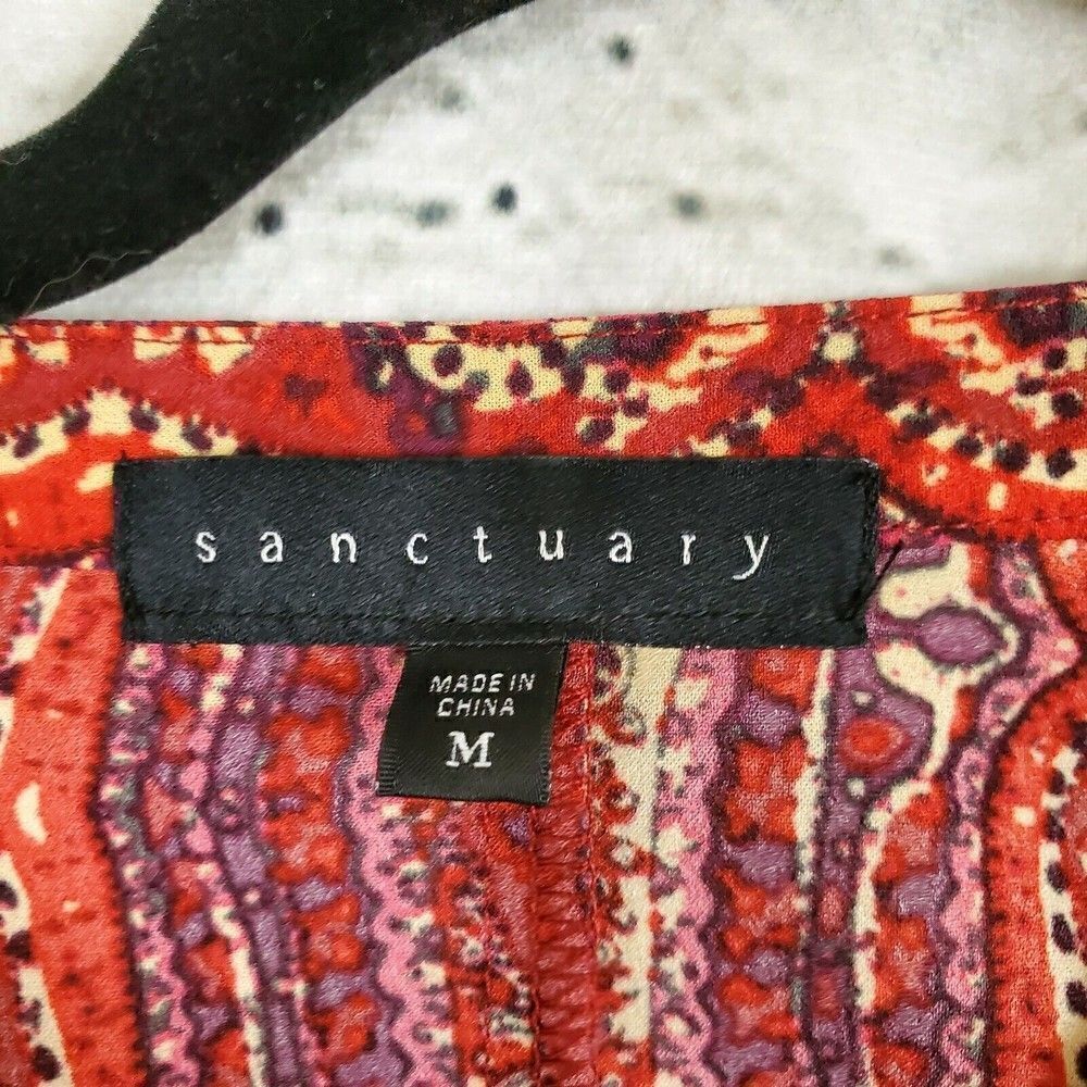 Sanctuary Button Up Paisley Red Long Sleeve Blouse Womens Medium - Picture 5 of 5